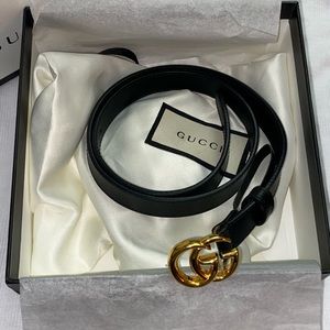 Gucci GG Marmont Leather Belt With Shiny Buckle